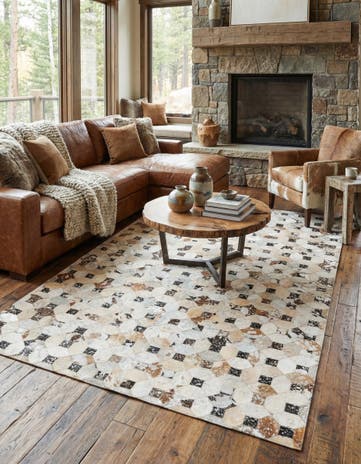 5' x 8' Cowhide Leather Rug