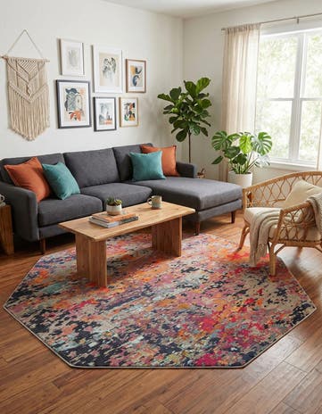 Washable Vivid Octagon Rug