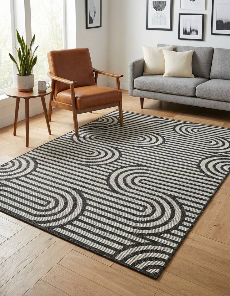 Detail image of 4' x 6'  Washable Modern Indoor / Outdoor Rug