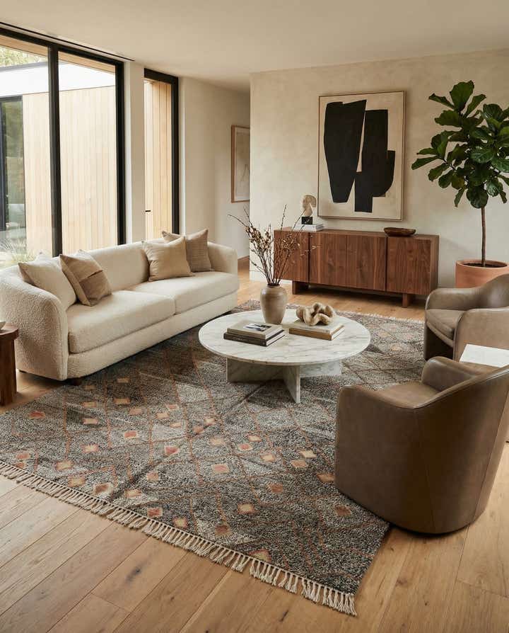 7' 3 x 9' 1 Hand Woven Kilim Modern Wool Rug