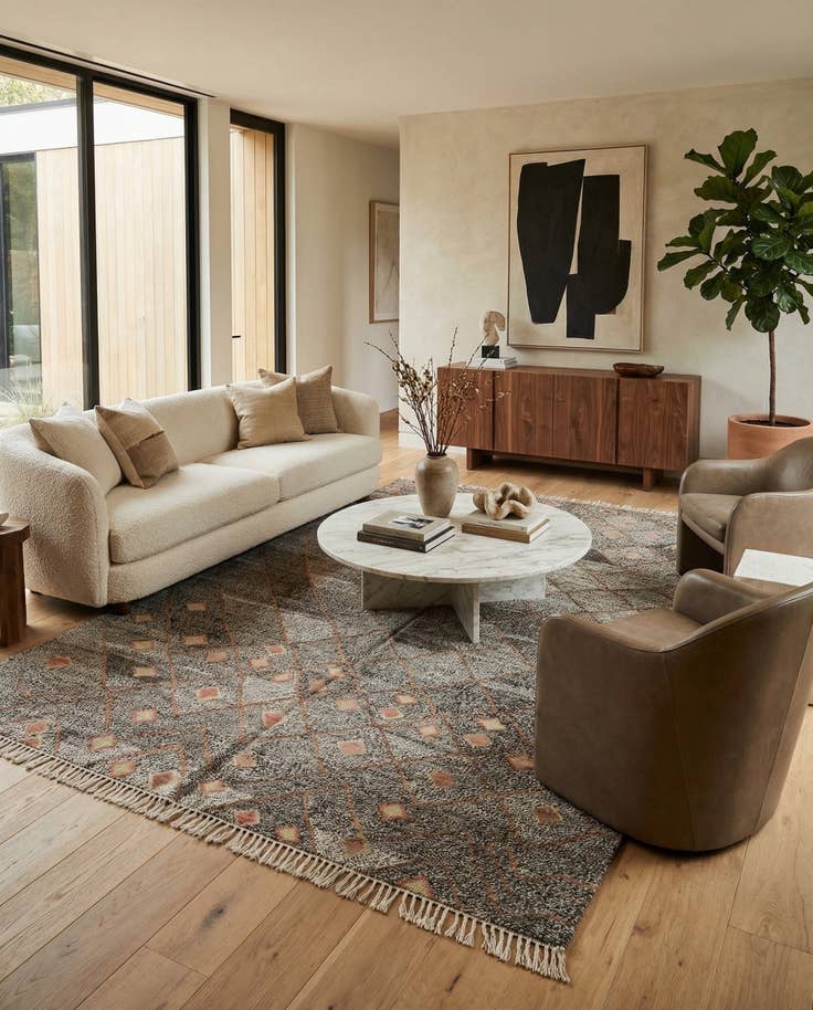 Detail image of 7' 3 x 9' 1 Hand Woven Kilim Modern Wool Rug