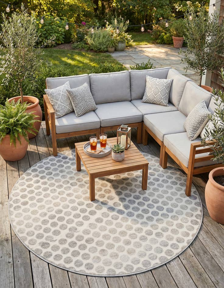 Detail image of 10' x 10'  Washable Sabrina Soto Indoor / Outdoor Round Rug