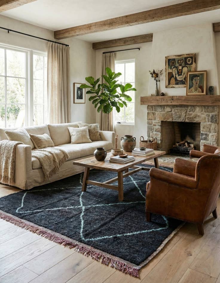 Detail image of 9' 5 x 12'  Hand Knotted Moroccan Wool Rug