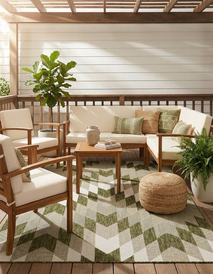 Detail image of 5' 3 x 8' Easy-Clean Modern Indoor / Outdoor Rug