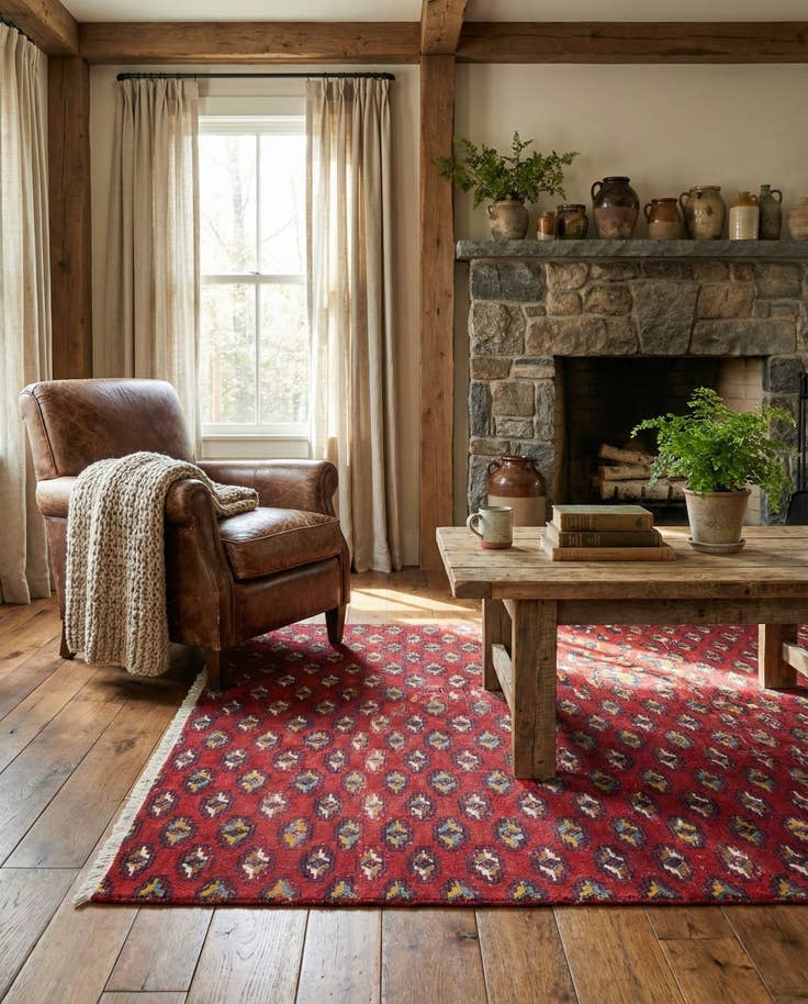 Detail image of 4' 7 x 6' Hand Knotted Ultra Vintage Persian Wool Rug