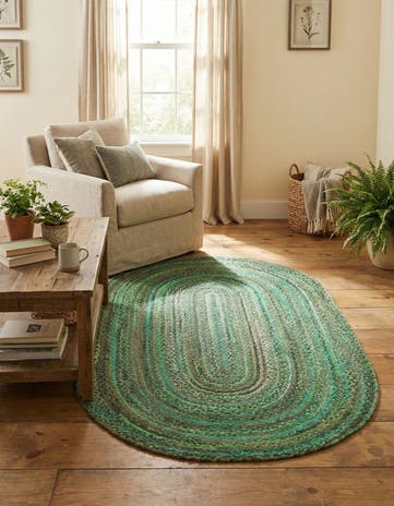 5' 1 x 8' Handmade Braided Chindi Oval Rug
