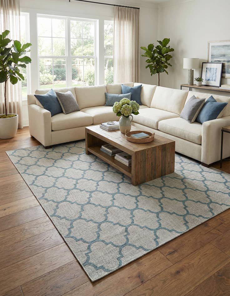 Detail image of 10' 8 x 10' 8  Washable Trellis Indoor / Outdoor Square Rug