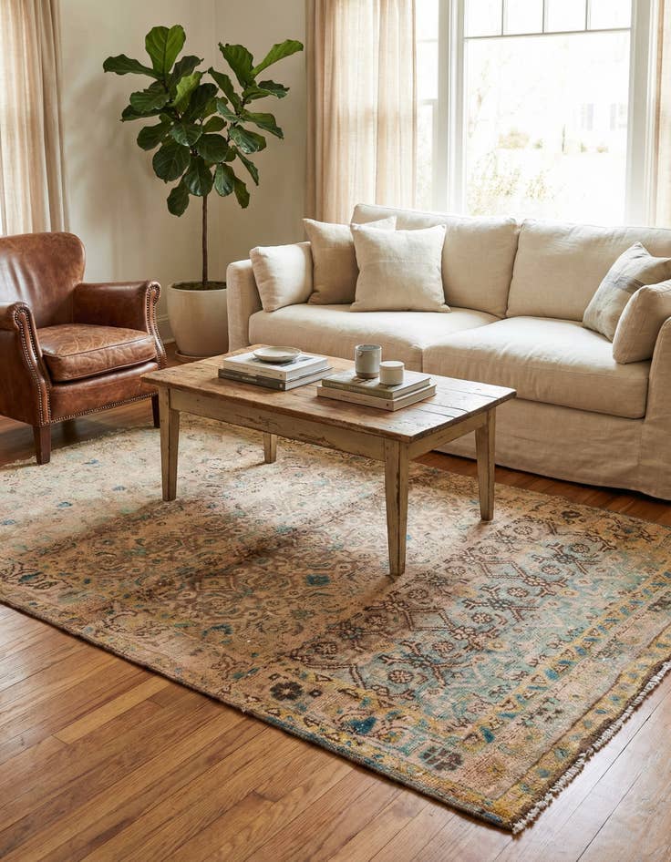 Detail image of  3' 9 x 6' 7  Hand Knotted Ultra Vintage Persian Wool Rug