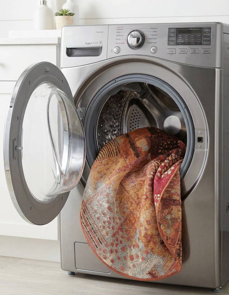 Detail image of 2' 7 x 2' 7  Washable Modern Indoor / Outdoor Round Rug