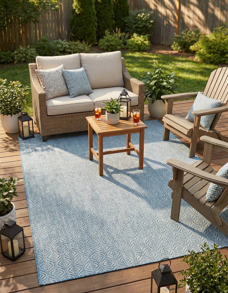Detail image of 6' x 9'  Washable Trellis Indoor / Outdoor Rug