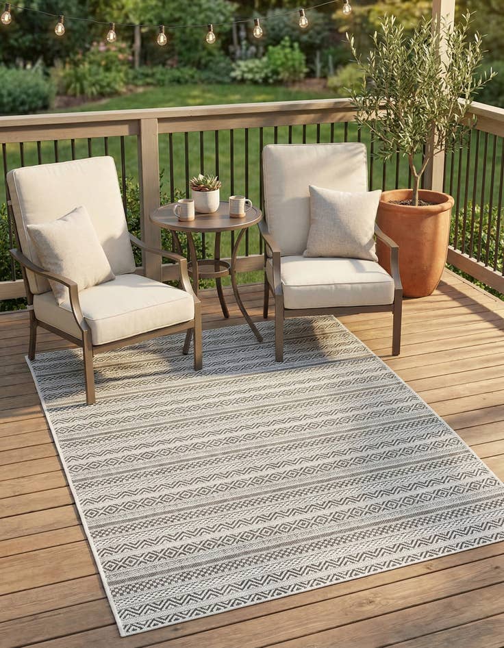 Detail image of 4' x 6' Easy-Clean Striped Indoor / Outdoor Rug