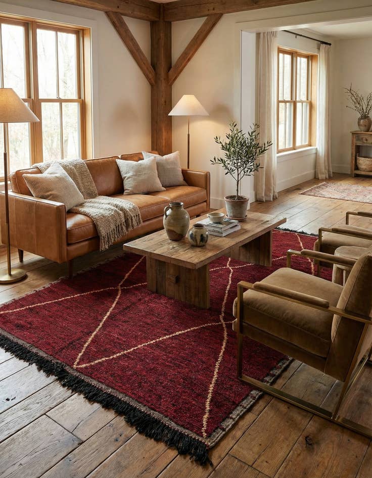 Detail image of 6' 2 x 9' 6  Hand Knotted Moroccan Wool Rug