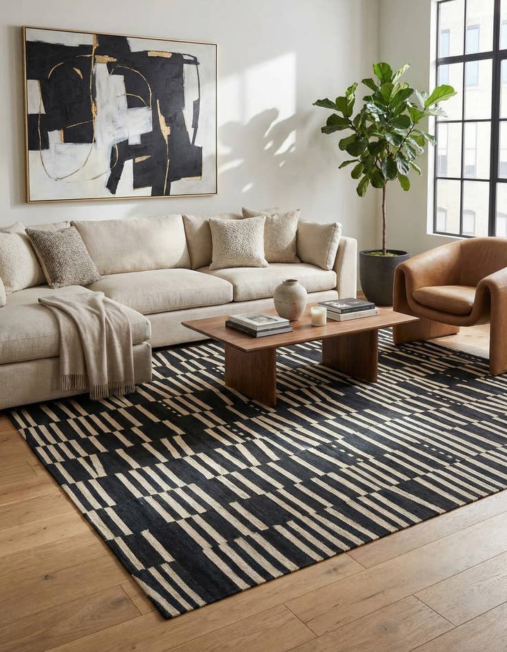 Detail image of 8' 7 x 9' 10  Hand Woven Kilim Modern Wool Rug