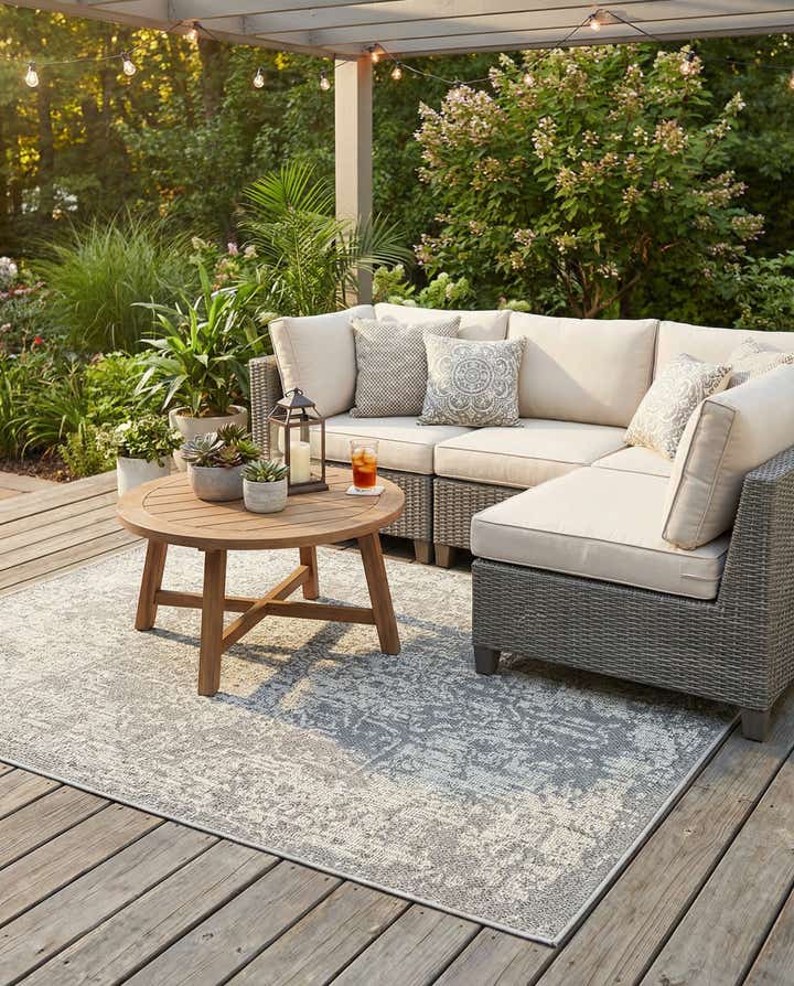 4' 1 x 6' 1 Easy-Clean Traditional Indoor / Outdoor Rug