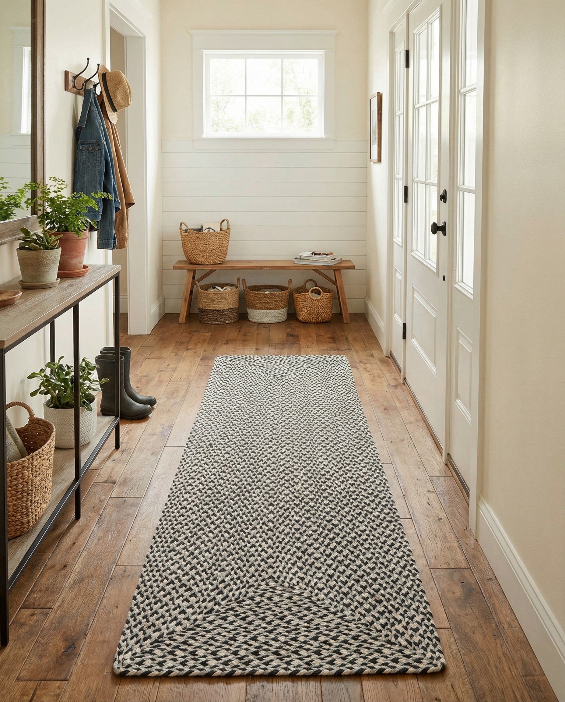  2' x 6' 1  Hand Tweed Braided Jute Runner Rug