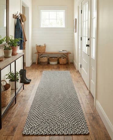  2' x 6' 1  Hand Tweed Braided Jute Runner Rug