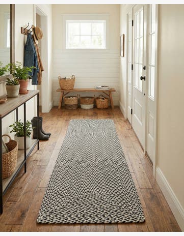 Gray Handmade Tweed Braided Jute Runner Rug