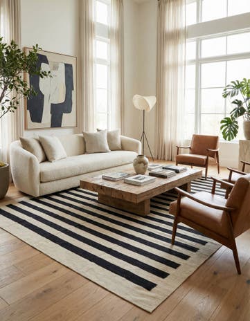 6' 6 x 9' 8 Hand Woven Kilim Modern Wool Rug