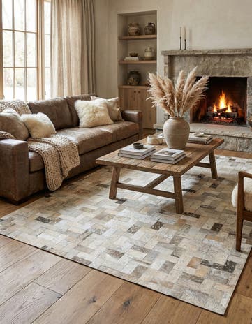 4' 8 x 6' 6 Cowhide Stocks Rug