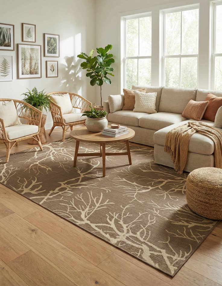 Detail image of 6' x 9'  Washable Botanical Indoor / Outdoor Rug