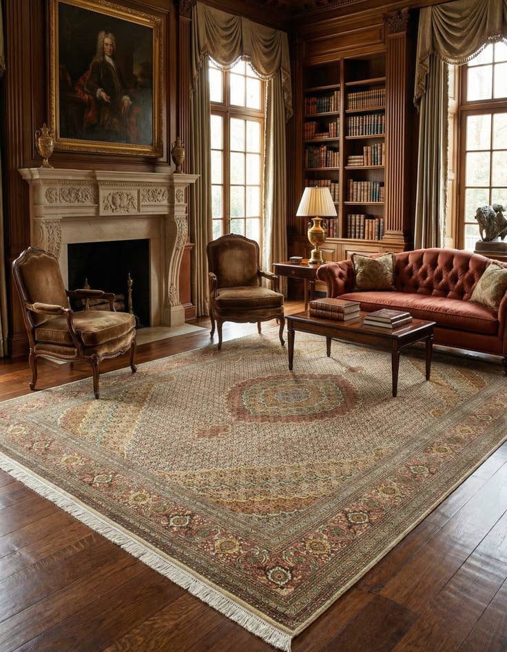 Detail image of  8' 1 x 11' 6  Hand Knotted Tabriz Persian Rug