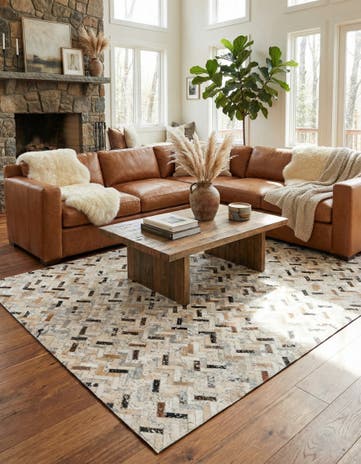 5' 3 x 7' 6 Cowhide Stocks Rug