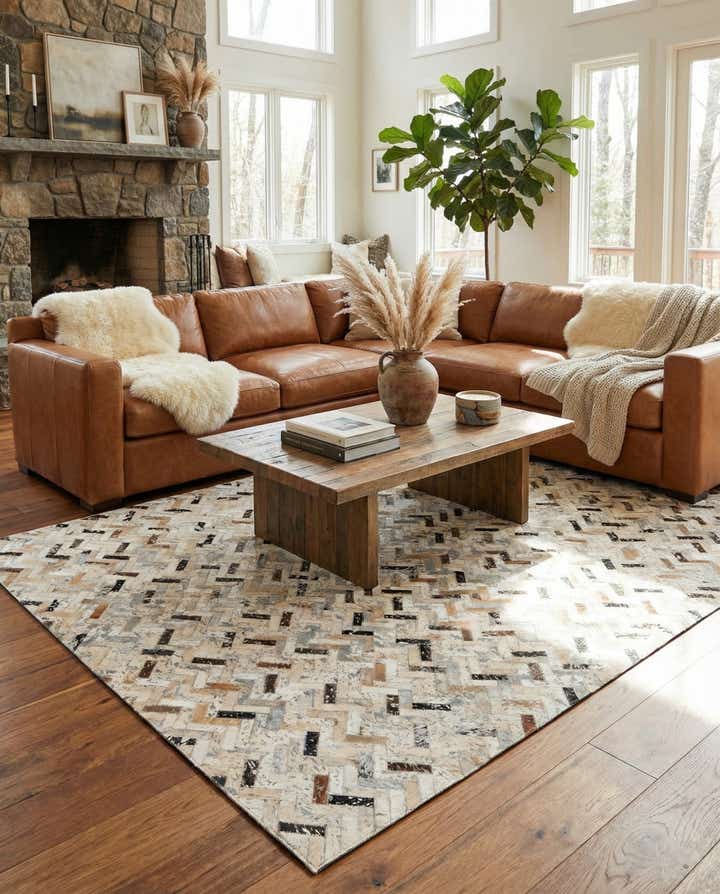 5' 3 x 7' 6 Cowhide Stocks Rug