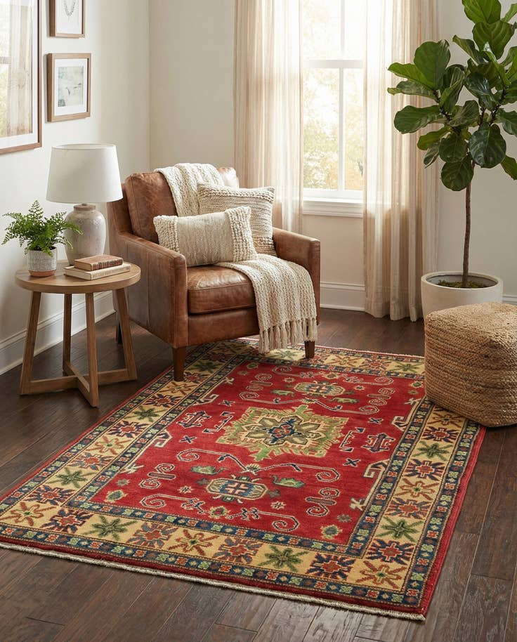 Detail image of 3' 4 x 5' Hand Knotted Kazak Rug