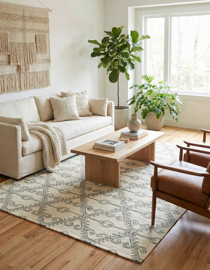 Detail image of 6' x 7' 9  Hand Woven Kilim Modern Wool Rug