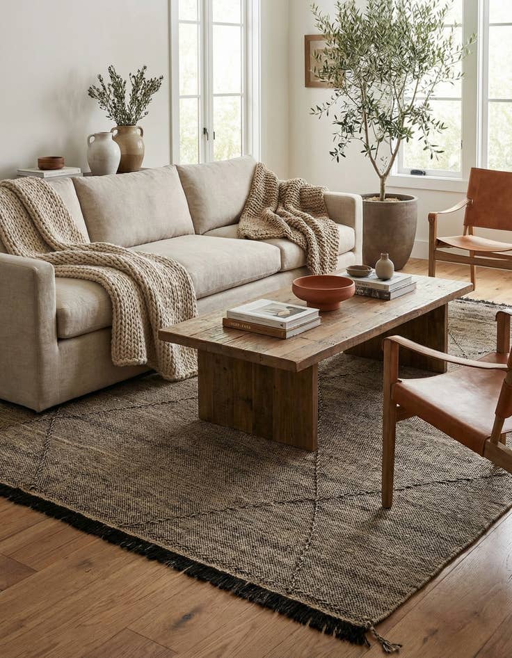 Detail image of 7' x 10'  Hand Knotted Moroccan Wool Rug