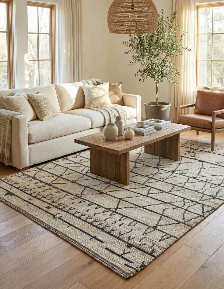 Detail image of 7' 8 x 10'  Hand Knotted Moroccan Wool Rug