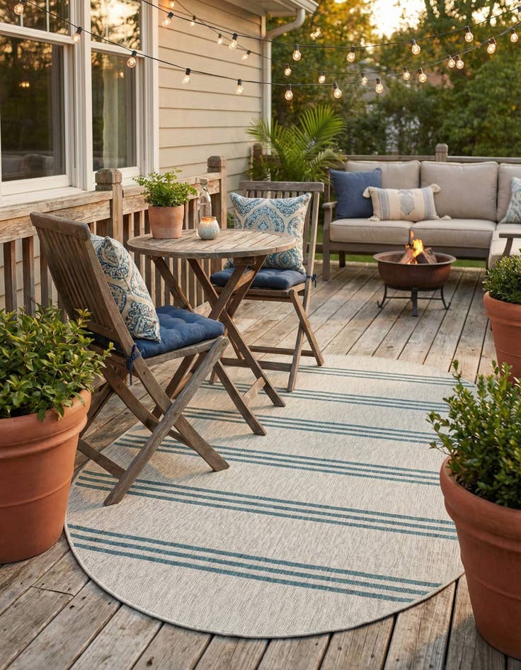 Detail image of 5' 3 x 8' Easy-Clean Jill Zarin Anguilla Indoor / Outdoor Oval Rug