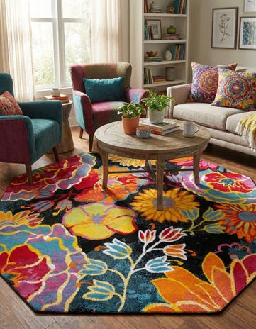 Black Tuscany Octagon Rug