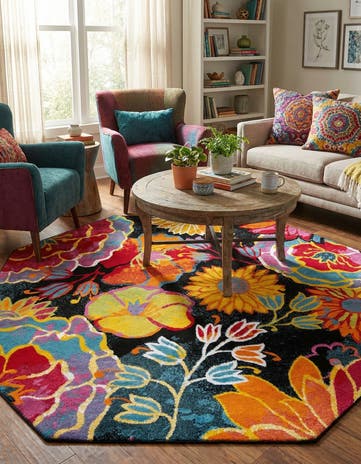 Black Tuscany Octagon Rug