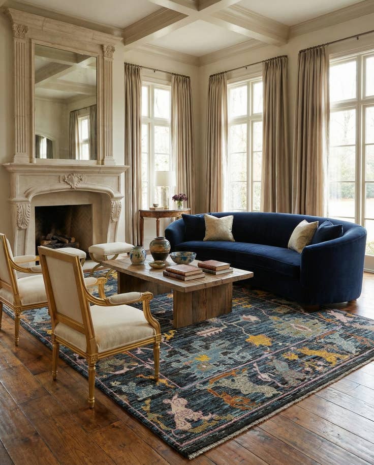 Detail image of 10' 7 x 14' 1 Hand Knotted Oushak Wool Rug