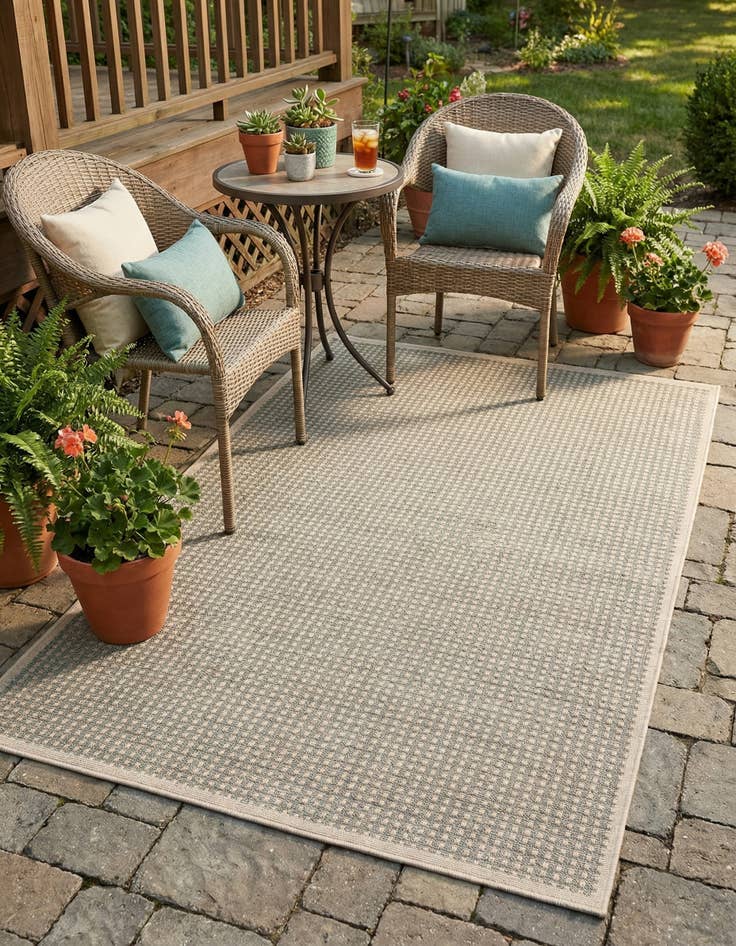Detail image of 5' x 8'  Washable Border Indoor / Outdoor Rug