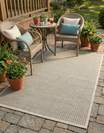 5' x 8' Easy-Clean Border Indoor / Outdoor Rug