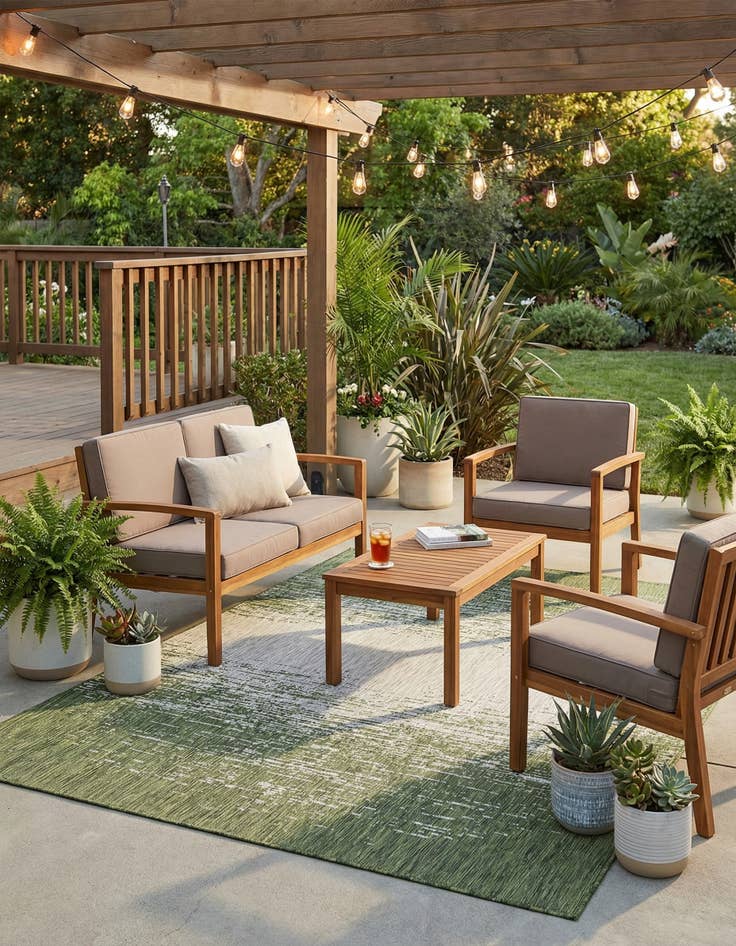 Detail image of  7' x 10'  Washable Modern Indoor / Outdoor Rug