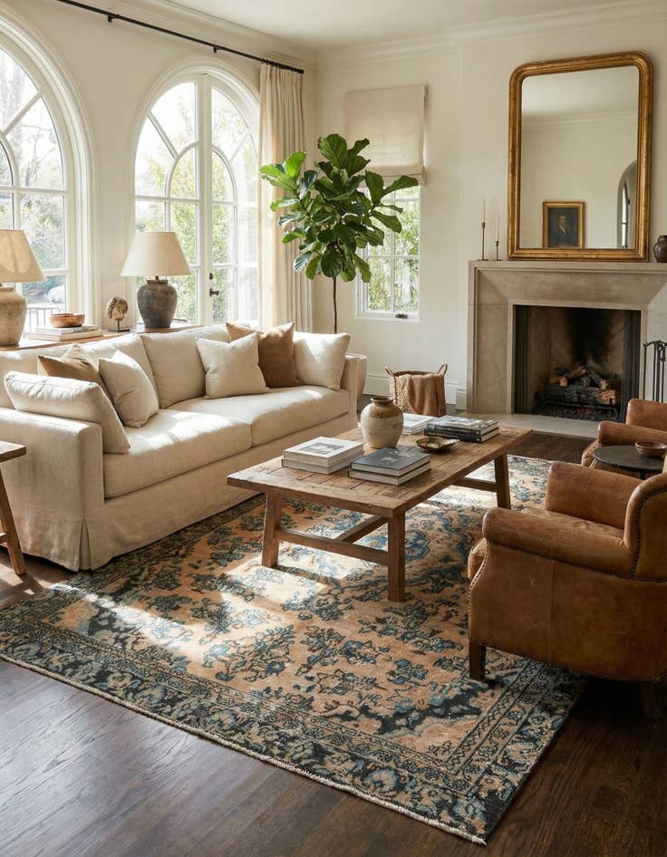 Detail image of 6' 1 x 9'  Hand Knotted Ultra Vintage Persian Wool Rug