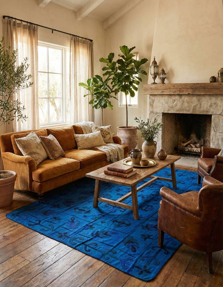 Detail image of 6' 4 x 9' 2  Hand Woven Kilim Suzani Wool Rug