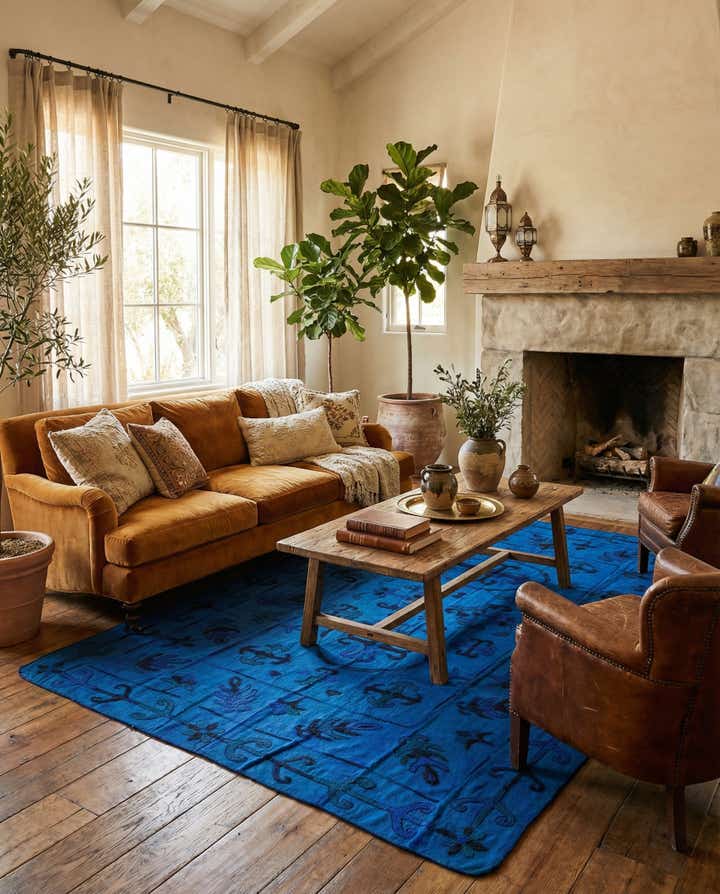 6' 4 x 9' 2 Hand Woven Kilim Suzani Wool Rug