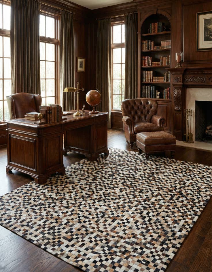 Detail image of  8' x 9' 10 Cowhide Leather Rug