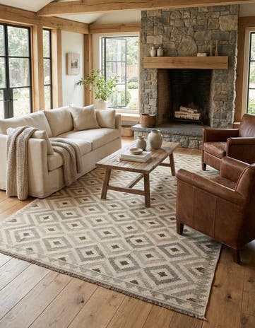 6' 6 x 10' 3 Hand Woven Kilim Maymana Wool Rug