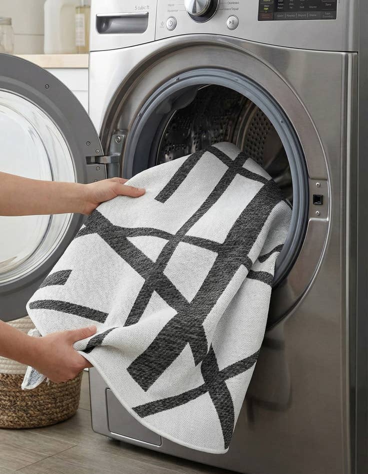 Detail image of 6' x 6'  Washable Modern Indoor / Outdoor Round Rug