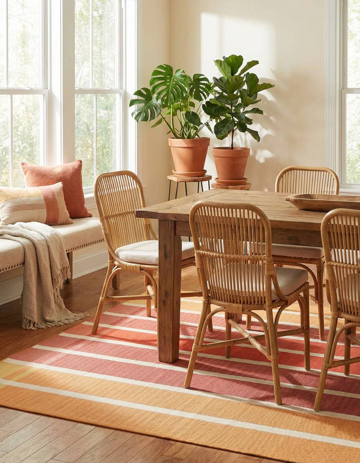 Detail image of 5' 3 x 8'  Washable Striped Indoor / Outdoor Rug