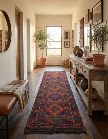 2' 1 x 7' 8 Hand Knotted Kilim Fars Persian Wool Runner Rug