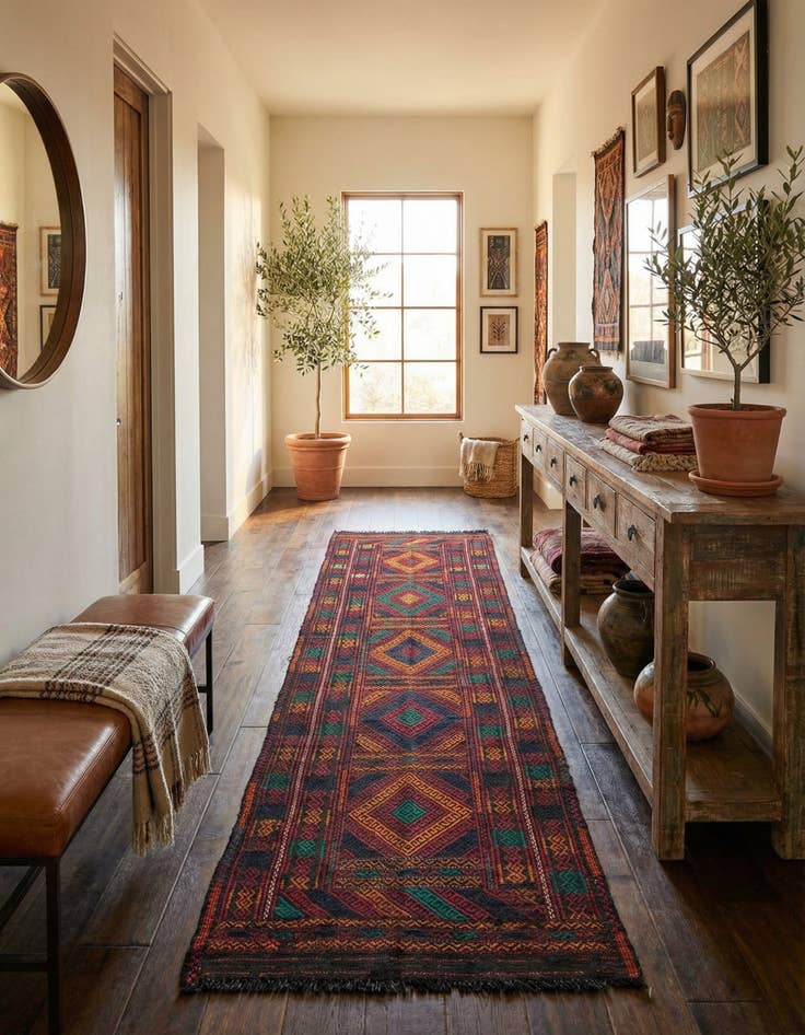 Detail image of 2' 1 x 7' 8 Hand Knotted Kilim Fars Persian Wool Runner Rug