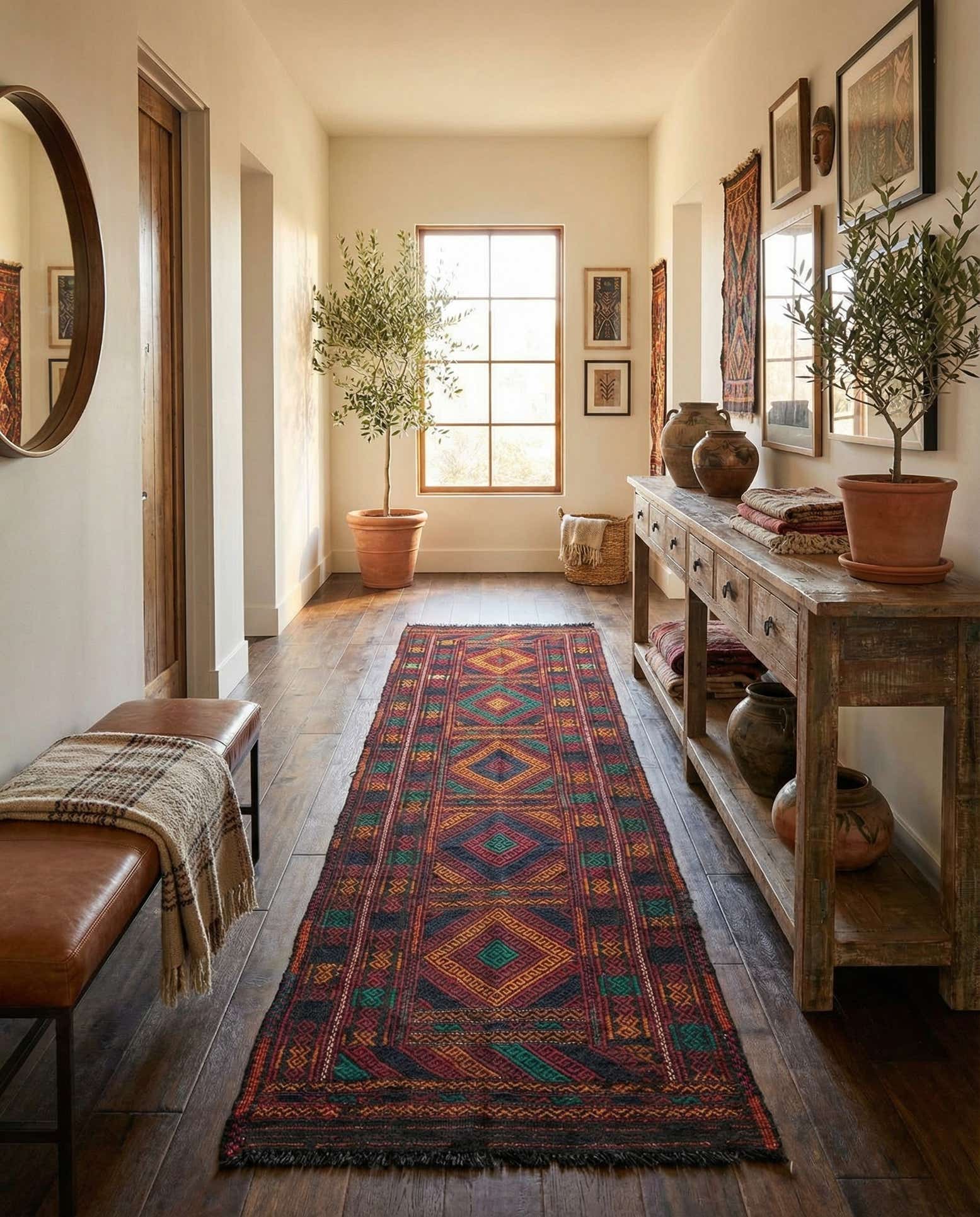 2' 1 x 7' 8 Hand Knotted Kilim Fars Persian Wool Runner Rug
