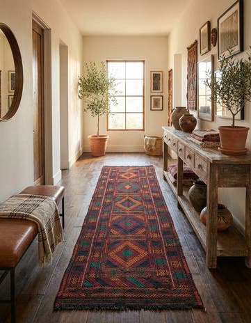 2' 1 x 7' 8 Hand Knotted Kilim Fars Persian Wool Runner Rug
