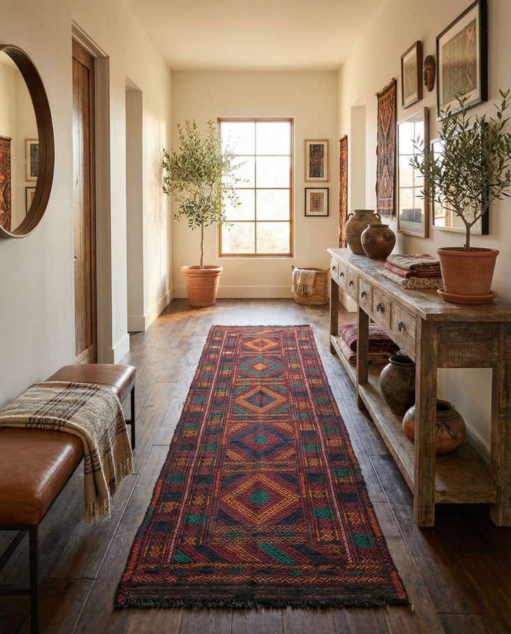 2' 1 x 7' 8 Hand Knotted Kilim Fars Persian Wool Runner Rug